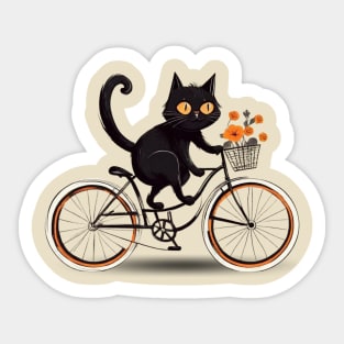 Floral Feline Pedals: The Adventures of the Cat Cyclist Sticker